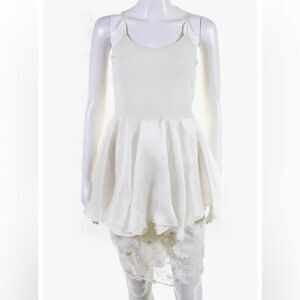 Kalmanovich Spaghetti Strap Floral Embroidered Bubble avant‎ garde Dress White 4
